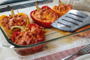 stuffed peppers recipe with canned beef from Werling and Sons.